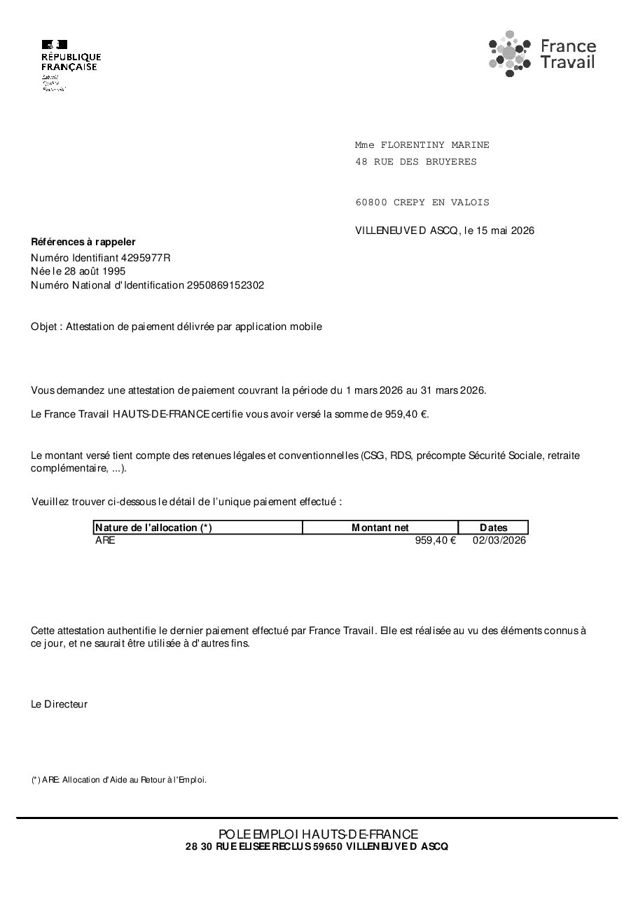 Aperçu de Attestation paiement Marine Florentiny Mars 2026.pdf