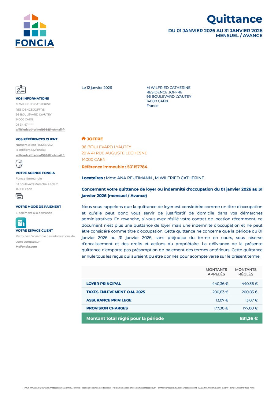 Aperçu de Quittance de loyer du 01 01 2026 au 31 01 2026.pdf