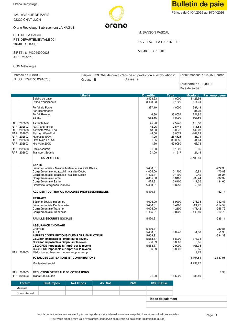 Aperçu de Bulletin de paie SANSON Pascal  du 2026-04.pdf.pdf