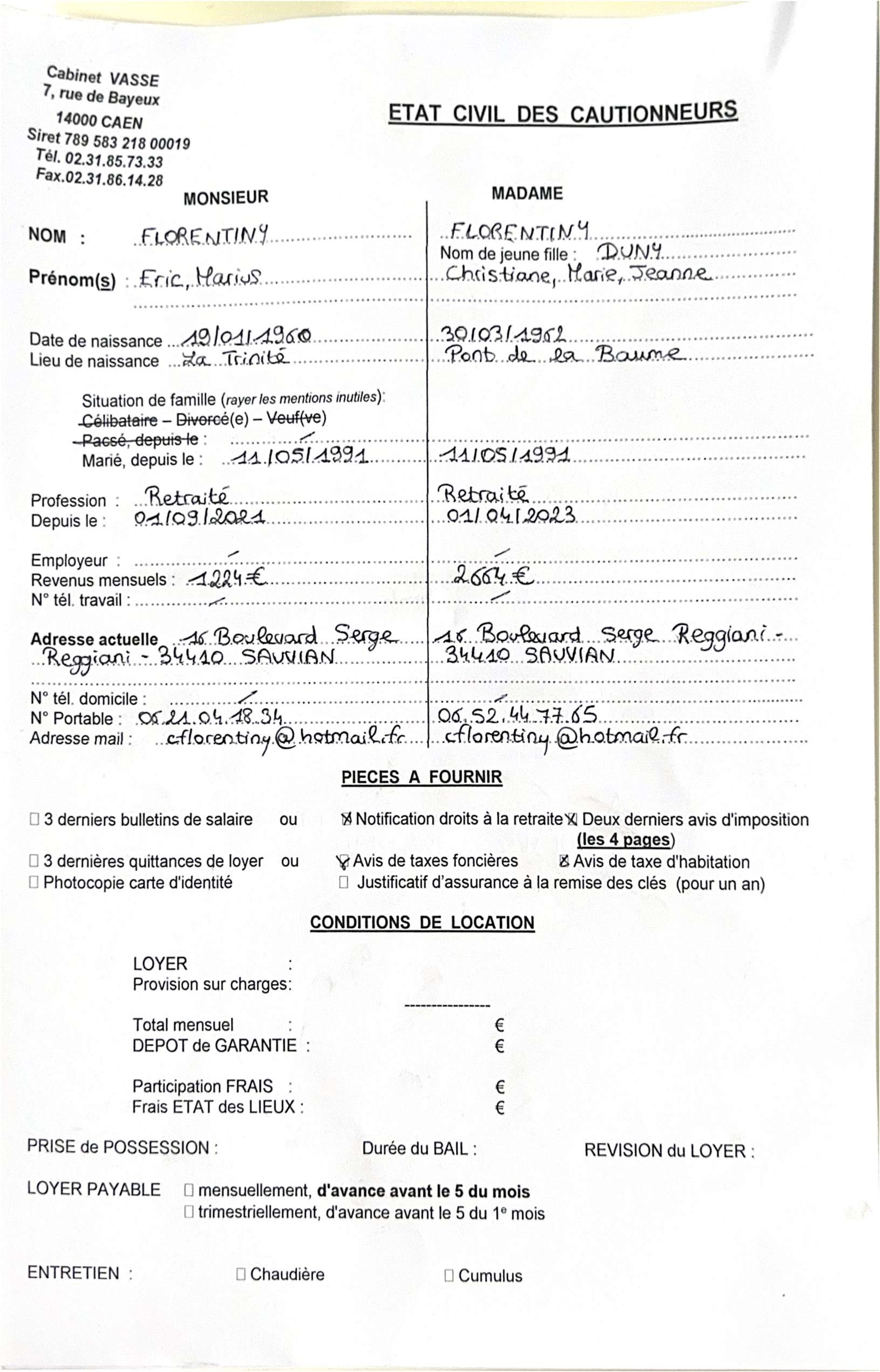 Aperçu de Fiche garant
