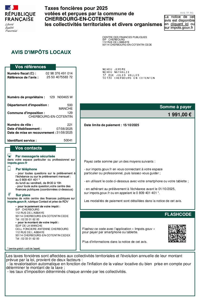 Aperçu de TaxesfoncieresavisCHERBOURGENCOTENTIN50TaxesFoncieresavisCHERBOURGENCOTENTIN50.pdf
