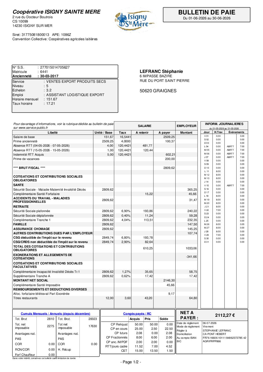 Aperçu de Stephanie LEFRANC_Bulletin de paie du 2026-06-30_1 (2).pdf