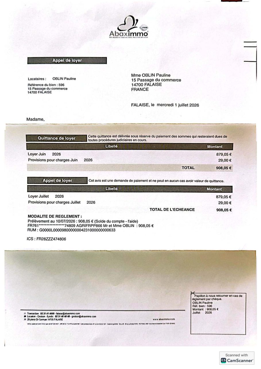 Aperçu de quittance OBLIN Pauline juin 2026.pdf