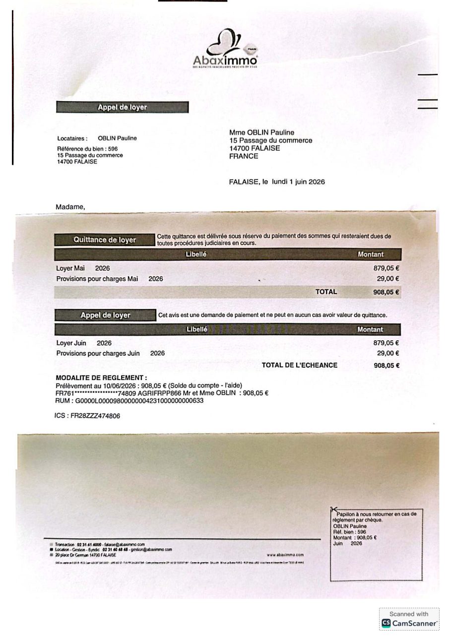 Aperçu de quittance OBLIN Pauline mai 2026.pdf