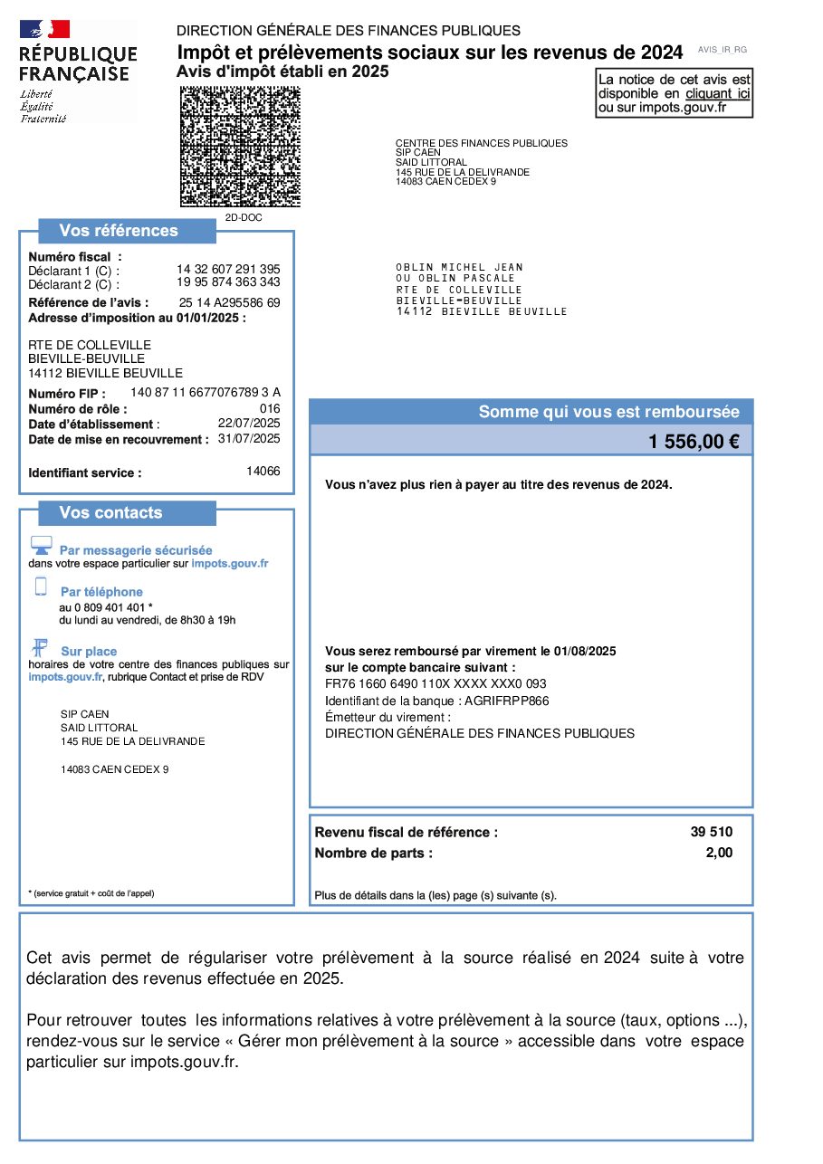 Aperçu de Avis d'impôt Michel 2025 sur revenus 2024.pdf