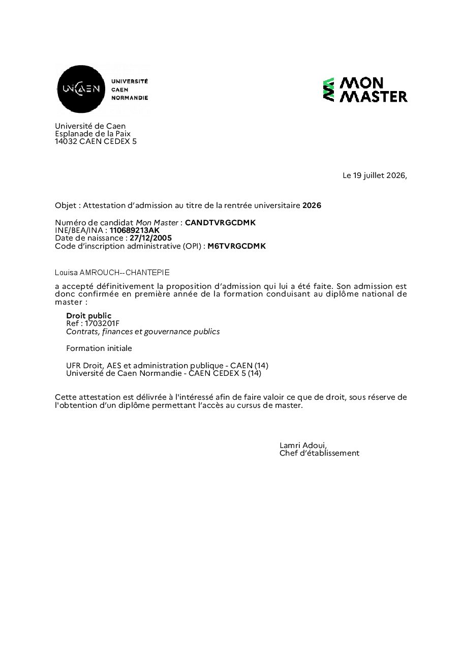 Aperçu de Attestation_admission_Université de Caen Normandie (1).pdf