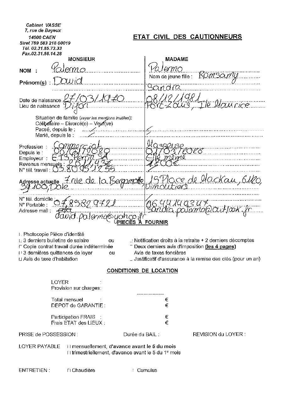 Aperçu de Fiche Garant