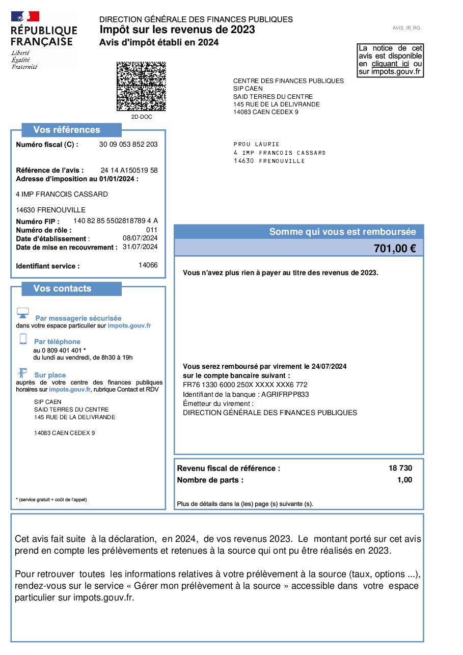 Aperçu de Avis impôts Laurie 2024.pdf
