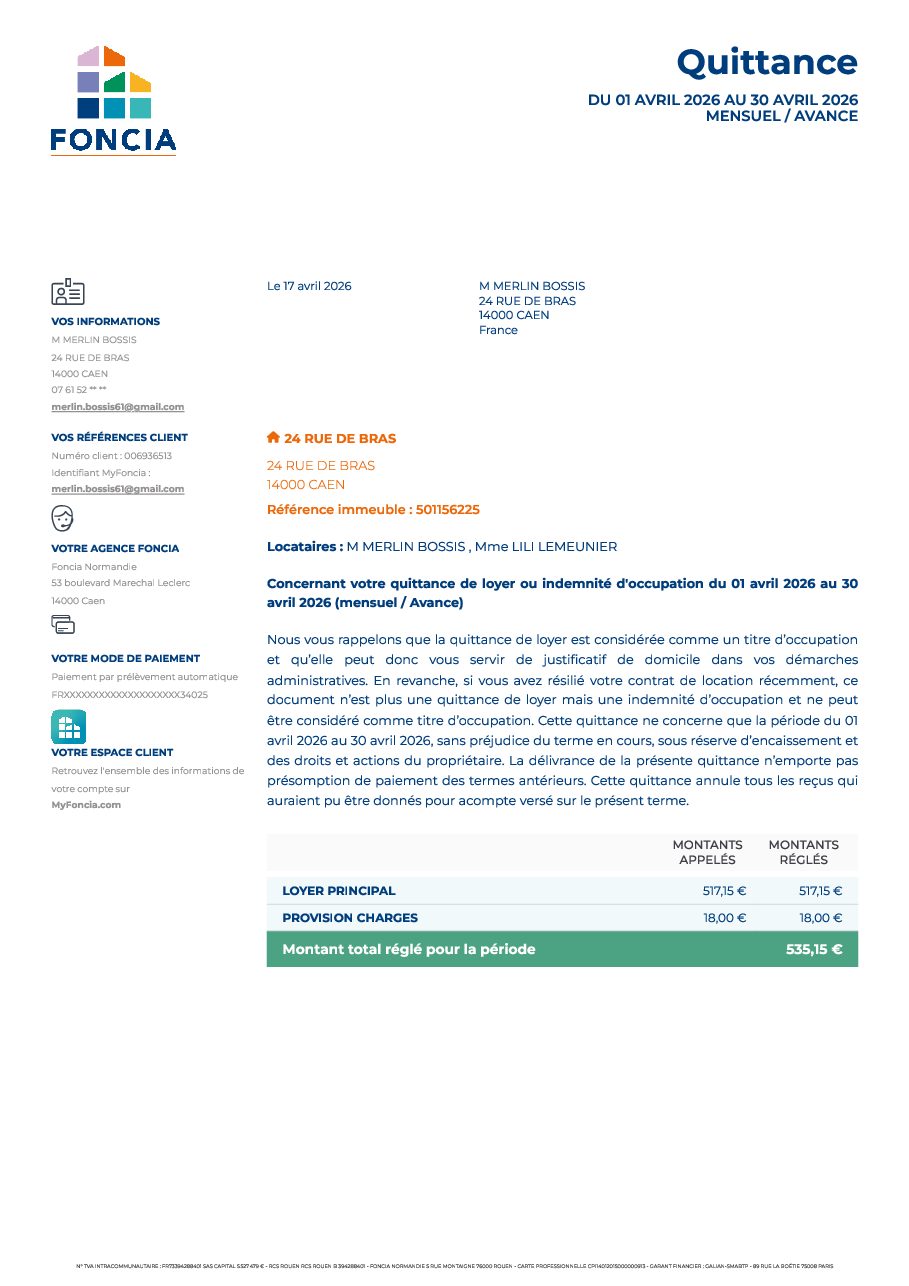 Aperçu de Quittance de loyer du 01 04 2026 au 30 04 2026.pdf