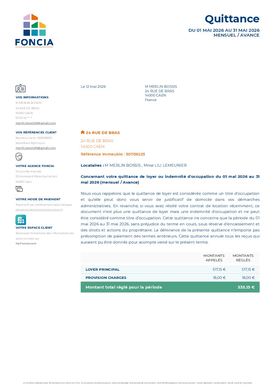 Aperçu de Quittance de loyer du 01 05 2026 au 31 05 2026.pdf